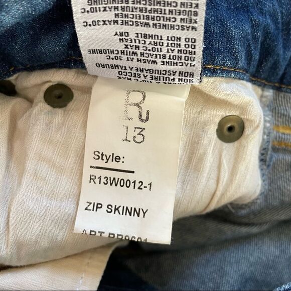 R13 Zip Skinny sz 26 - Picture 11 of 11
